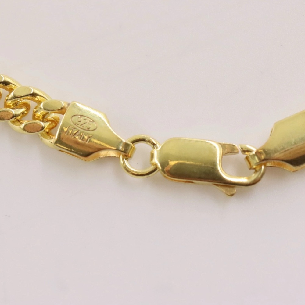 Jaxxon Sterling Silver Curb Chain Bracelet in Gold (8") - Picture 3 of 8